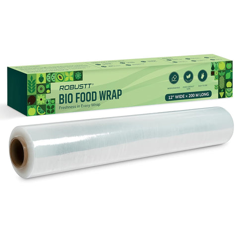 Robustt Bio Food Wrap Cling Film for Food Wrapping| 100 m ×12”| Keeps Food Fresh Eco-Friendly Transparent Wrapping roll | Ideal Cling Film for Food Wrapping