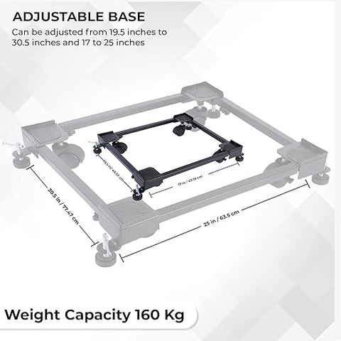 Robustt Washing Machine Stand- Adjustable Metal Trolley with Wheels for Home with 4 Anti Vibration Rubber Grips- Stands upto 160 Kg Weight, Also Suitable for Dishwasher, Air Cooler