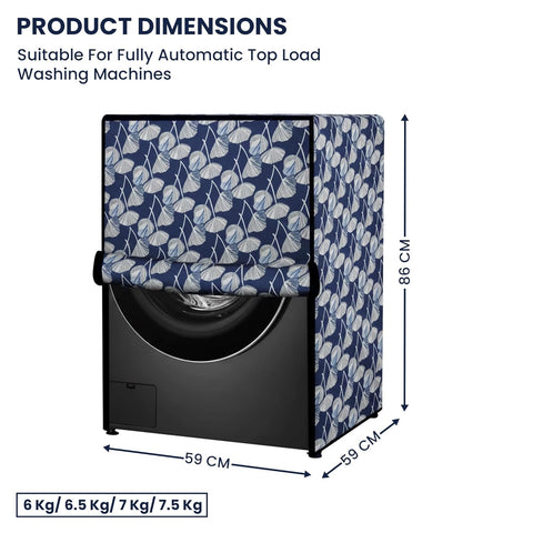 Waterproof Front Load Fully Automatic Printed Washing Machine Cover for 6 kg, 6.5 kg, 7kg & 7.5 kg (59 x 59 x 86 Cms)