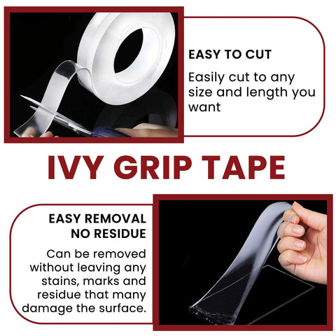Robustt Double Sided Tape 3m x 3 Cm, Heavy Duty, Transparent IVY Grip Tape, Removable Traceless Mounting Best Suited for Wall Tape, Kitchen, Home Dcor & DIY