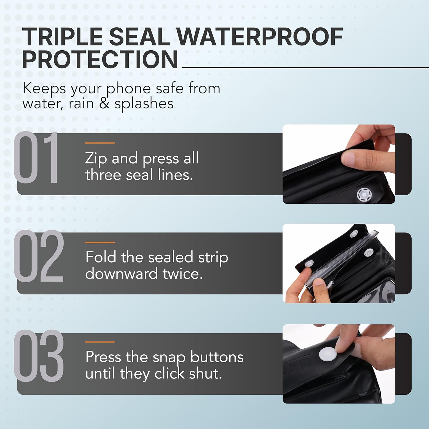 Mobile Pouch with triple seal waterproof protection