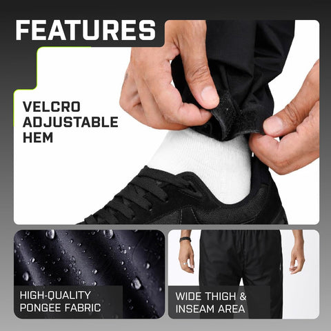 Premium Rain Pants for Men & Women  with adjustable velcro and high quality pongee fabric