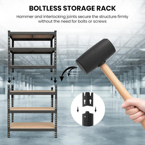 Robustt 6-Tier Multipurpose Storage Rack | Bolt-Free Assembly | Metal Stand with Thick MDF Board | 175kg Capacity Per Shelf | 72x24x12 Inch Adjustable Shelf Rack for Home, Garage & Shop