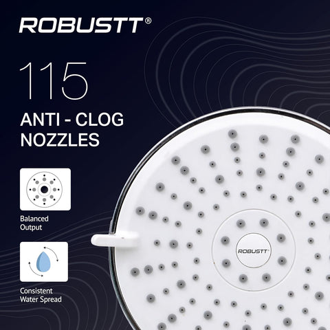 Robustt Shower with anti-clog nozzles