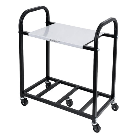 2-Tier Metal UPS Inverter Trolley for Home | Heavy-Duty Inverter Battery Stand | 100 kg Load Capacity | Powder-Coated Rust-Resistant Frame | 5 Metal 360° Swivel Wheels | Black