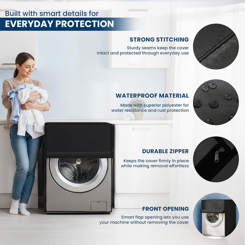 Robustt Waterproof Front Load Fully Automatic Washing Machine Cover for 8 Kg, 8.5 Kg, 9 Kg, 9.5 Kg - 63 x 63 x 86 Cms