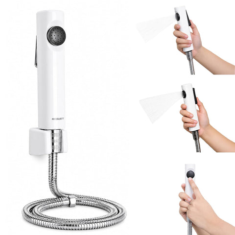 Health Faucet for Toilet ABS Jet Spray Gun (White) with 1.2 m Stainless Steel Hose & Wall Holder | One-Press Water Control, Anti-Rust Body, Leak-Proof | For Bathroom, Cleaning & Pet Bathing