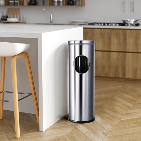 Stainless Steel Ash Tray Dustbin | Dual-Purpose Ash Can with Removable Ashtray & Anti-Skid Base | Corrosion-Resistant Trash Bin for Kitchen, Bathroom & Commercial Use