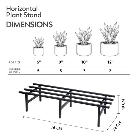 Black planter stand - 76cmx24cx18cm