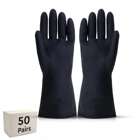 Robustt Heavy Duty Rubber Hand gloves - (X-Large, Black) for Dishwashing, gardening, kitchen cleaning