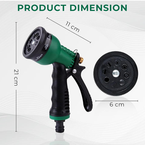ROOTS & LEAF Garden Hose Spray Gun with 8 Adjustable Patterns, Hands-Free Lock, and Durable ABS Material | Ideal for Car Washing, Pet Cleaning, and Garden Watering
