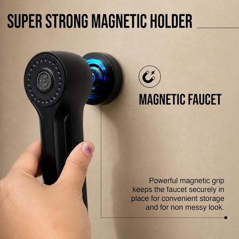 Toilet Jet Spray Gun with Pipe | Magnetic Holder | 2 Flow Health Faucet with 1.2m Hose, Anti-Rust Hand Faucet for Toilet Cleaning, Pet Washing & Basin Use | Kink Resistant Jet Spray Pipe
