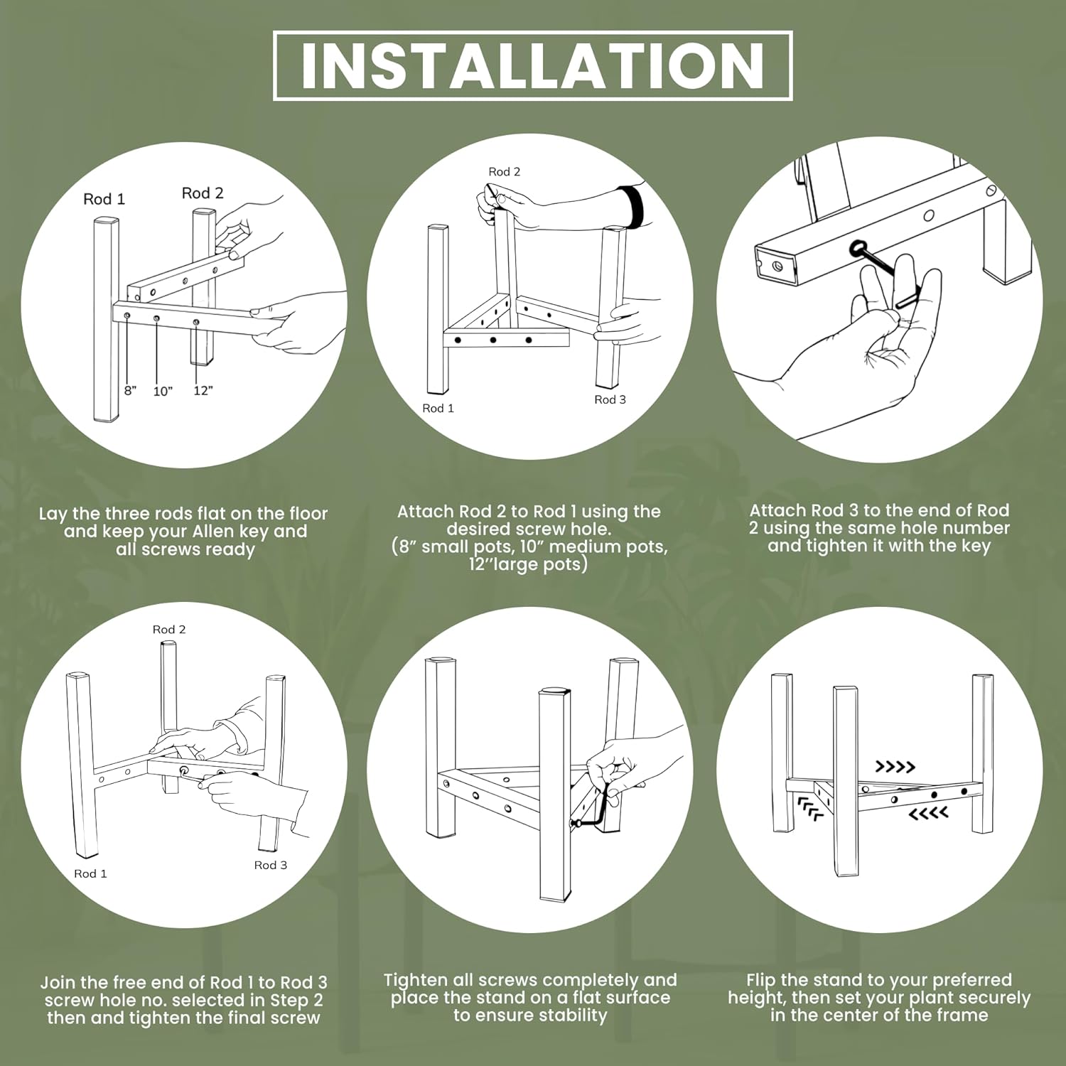 How to install 3-Leg Adjustable Metal Plant Stand