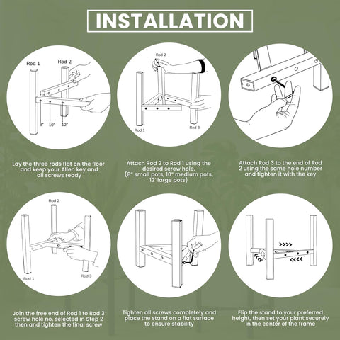 How to install 3-Leg Adjustable Metal Plant Stand