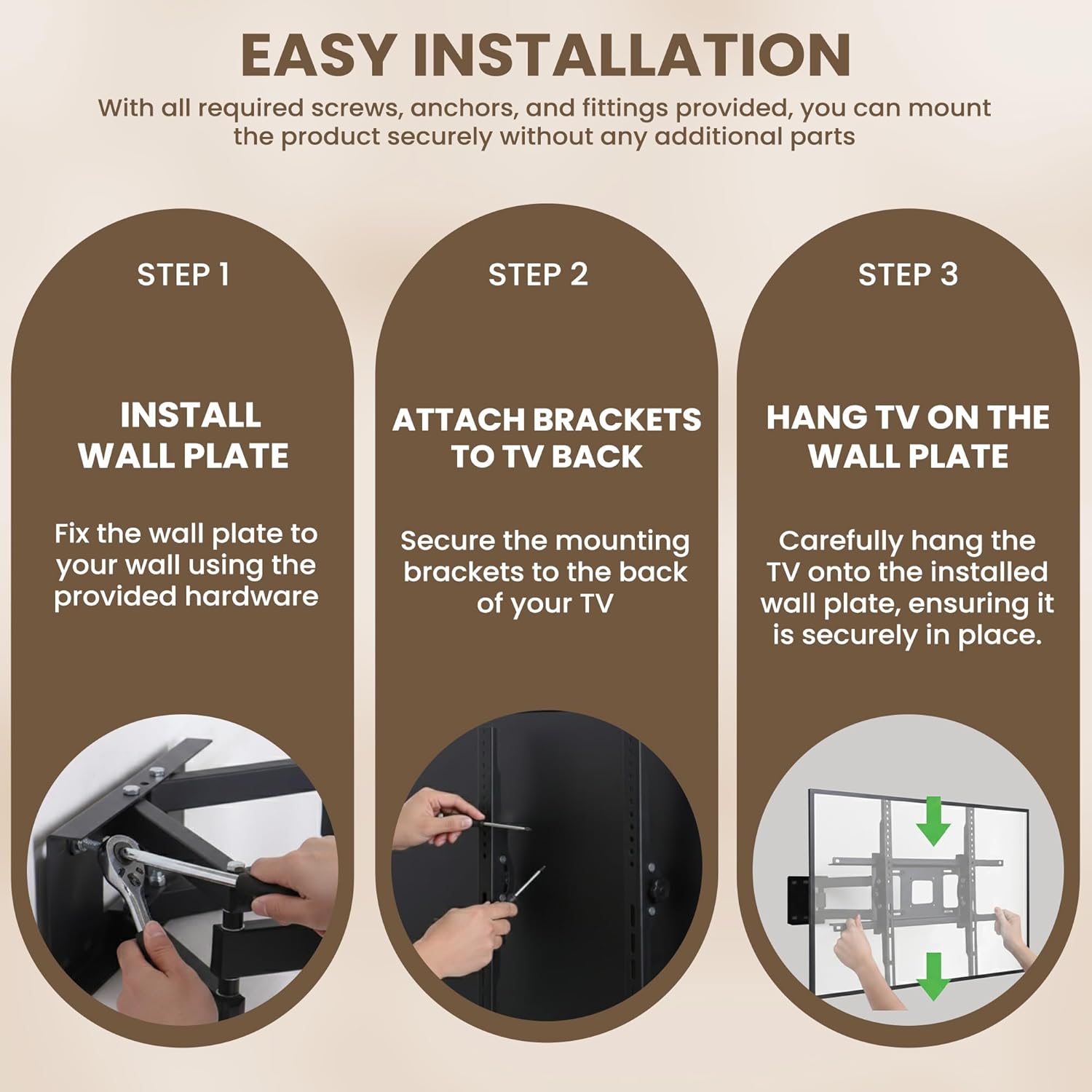Heavy Duty Full Motion TV Wall Mount 23"-75 wth install guide