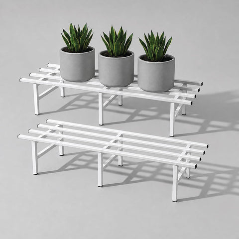 Horizontal Metal Pot Stand 76x24x18 Cm | Rust-Proof Matte Powder-Coated Pot Stand for Big Size Plants | Supports Up to 200 Kg| Ideal for Balcony, Outdoor and Indoor Plant