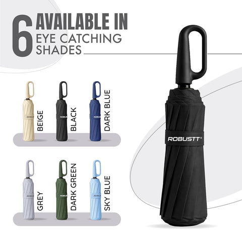 Auto Open Clutch Umbrella with Carabiner Hook Handle Available in 6 eye catching shades