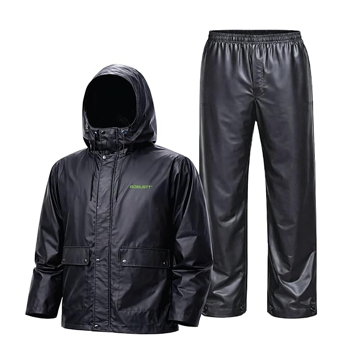 Black PVC Waterproof Rain Coat for Men & Women
