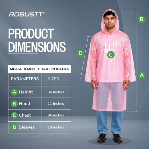 Robustt Disposable Rain Card for Unisex | Pocket Raincoat for Travel | Waterproof Disposable Raincoat with Hood | Universal Fit Knee Length Raincoat for Men & Women | Pack of 10
