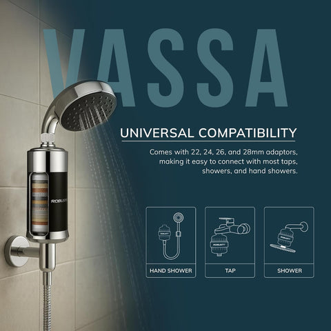 Robustt Vassa 15 Stage Tap Filter & Water Softener for Home | Reduces Hair Fall, Skin Dryness & Limescale| Hard Water Softener For Tap, Shower, Handshower| Includes Kit & Manual
