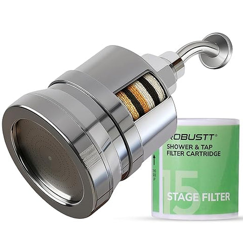 Robustt Shower Filter & Water Softener for Home | Single Flow 4" | Reduces Hair Fall, Skin Dryness & Limescale| Hard Water Softener For Shower| For Municipal/Chlorine Water