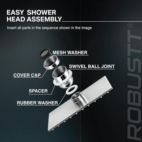 Shower Head for Bathroom Overhead | 8x8in Square Rainfall Bath Shower with 81 Anti-Clog Silicone Nozzles, 360° Swivel, High Pressure Flow & Chrome Finish | Easy Installation