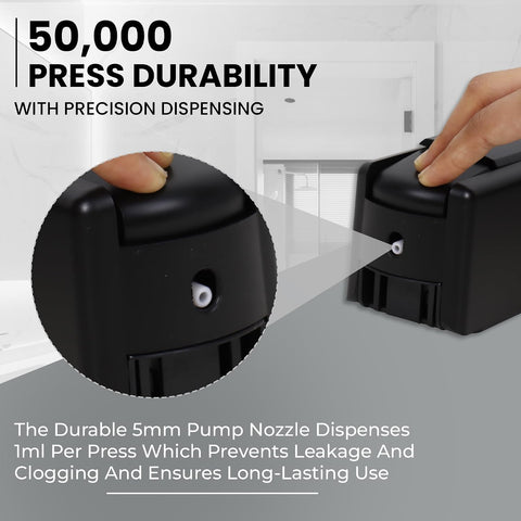 Manual Wall Mounted Liquid Soap Dispenser - Black (350 ml) Leak-Proof, Transparent Window, Easy Installation - Ideal for Bathroom, Kitchen, Hotels, Offices
