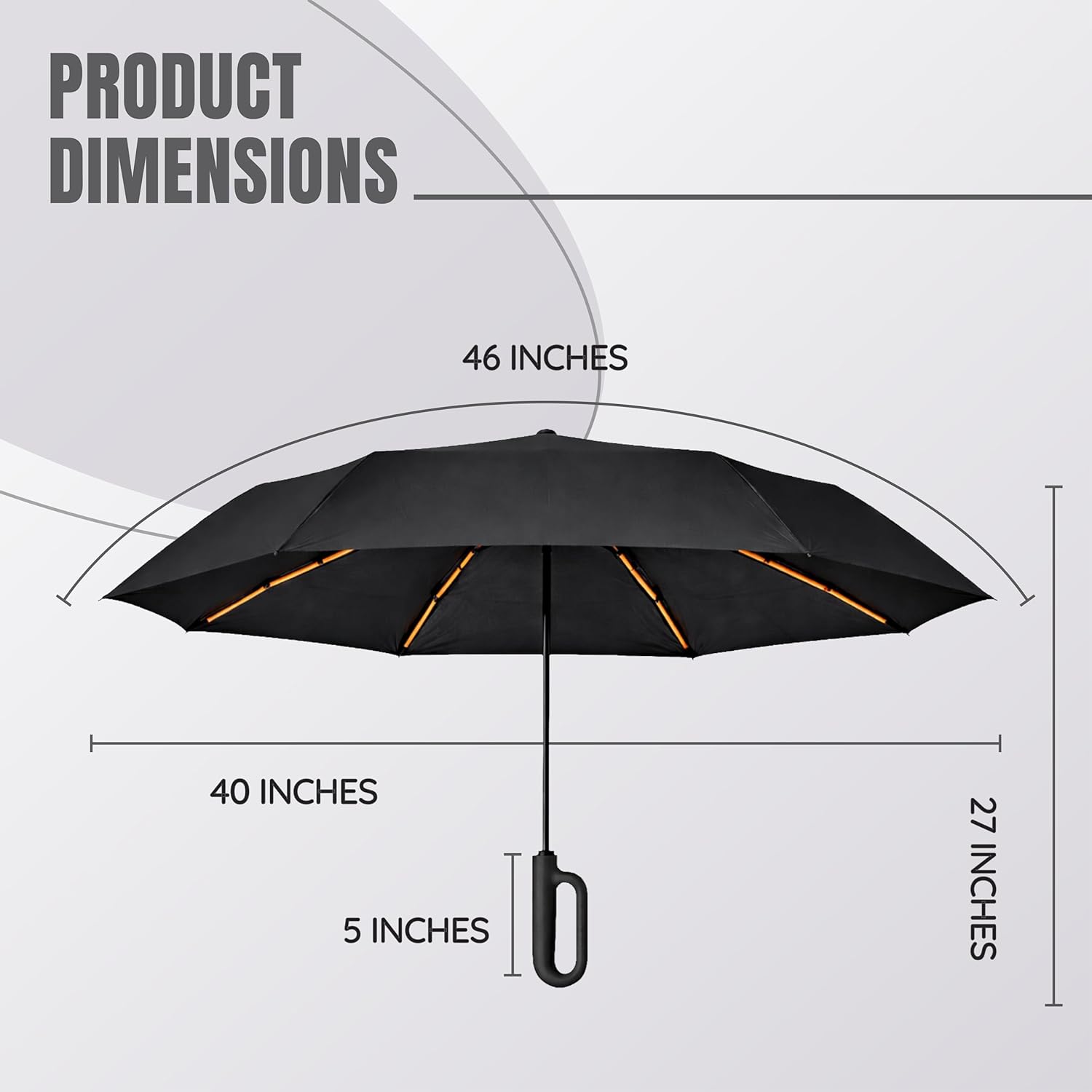 Dimensions of umbrella with C hook handle