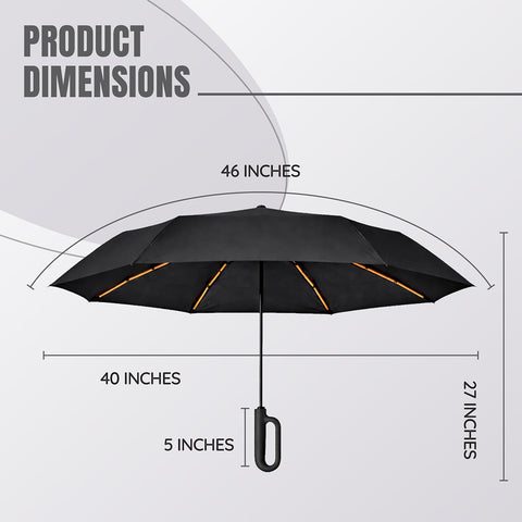 Dimensions of umbrella with C hook handle