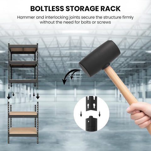 5-Tier Multipurpose Storage Rack | Bolt-Free Assembly | Metal Stand With Thick MDF Board | 175kg Capacity Per Shelf | 63 x 16 x 16 IN Adjustable Shelf Rack for Home, Garage & Shop | Black