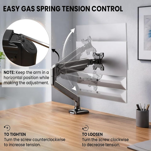 Single Arm Monitor Stand with gas spring tension control