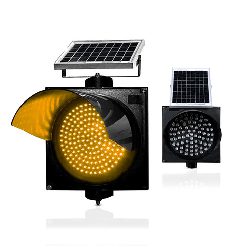 Solar Powered Yellow LED Flashing Warning Light | High-Visibility with Flicker Mode | IP65 Advanced Waterproof