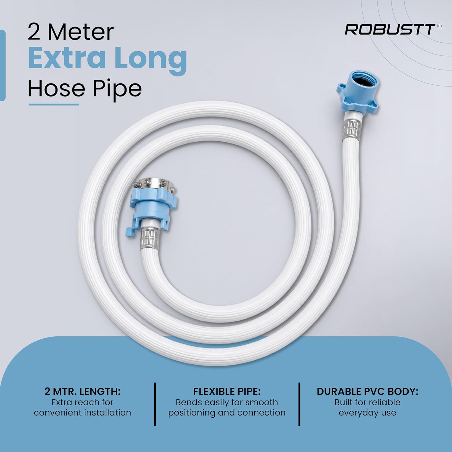 Washing Machine Inlet Pipe with 2 meter extra long hose pipe