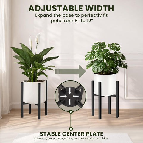 4-Leg Adjustable Metal Plant Stand (8–12 Inch Pots) | Dual Height Options | Supports Up to 100 kg | Anti-Rust Finish with Anti-Slip Base | Ideal for Outdoor and Indoor Plant Display