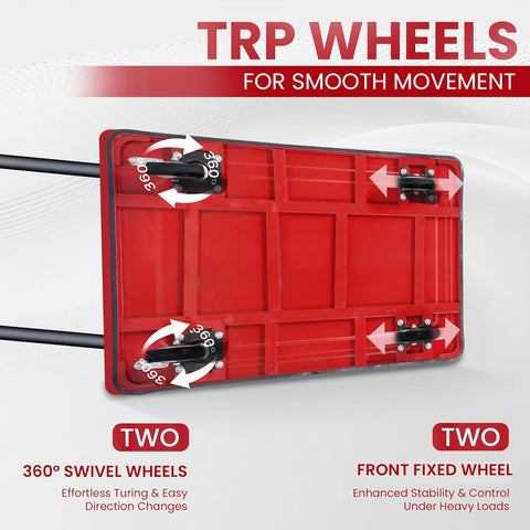 TRP Wheels with two 360 degree swivel wheels, and front front wheel