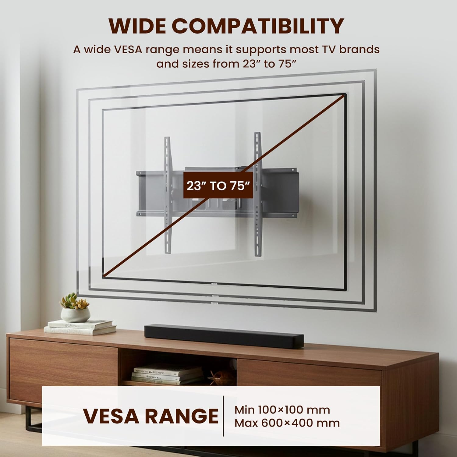 TV Wall Mount 23"-75 inch with wide compatibility