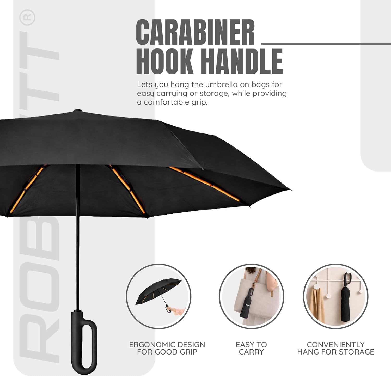 Umbrella with Carabiner Hook Handle - Easy to carry
