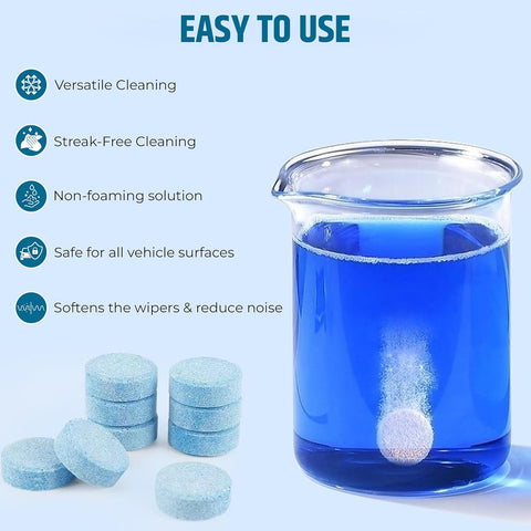 Concentrated Automotive Glass Wiper Cleaning Tablets, Car Windshield Washer Solid Tablets, Glass Cleaner Tablets