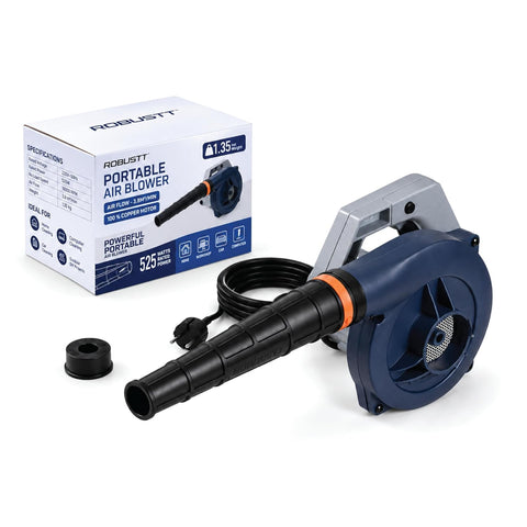 Air Blower Machine | 525W Heavy Duty I 16000 RPM I 1.8 M Long Wire I 3.7 m³/M Air Flow I 100% Copper Motor I Ideal for Cleaning, Home, Car, Leaf Blower and PC I 1 Year Warranty