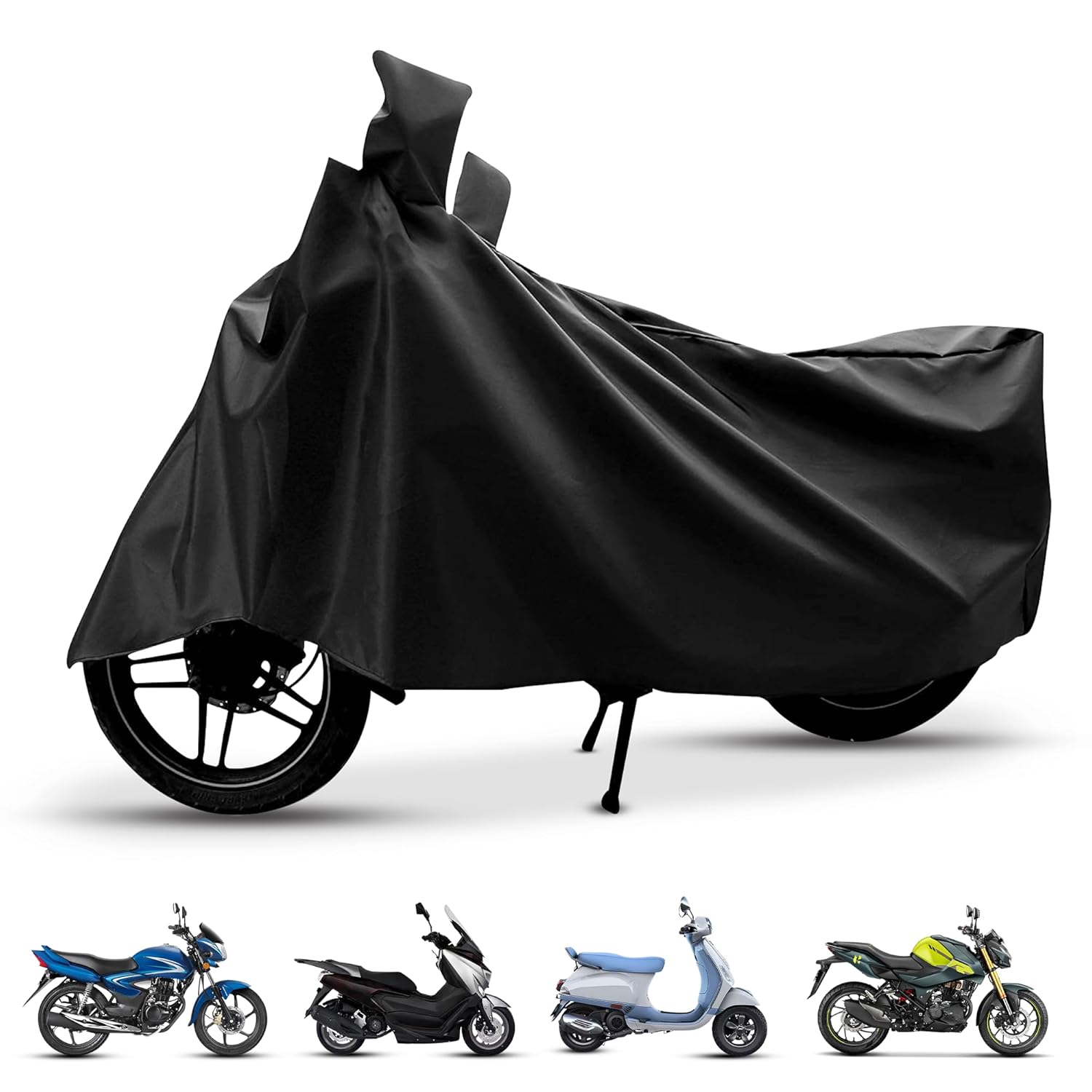 Black color Bike & Scooty Cover Fit for 125cc to 150cc