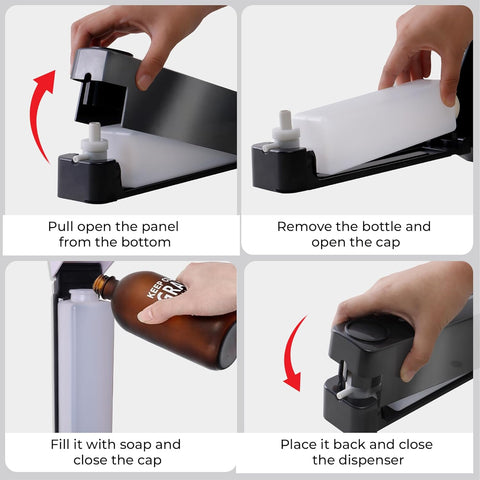 Robustt Stylish Wall Mounted Liquid Soap Dispenser 360ML - with 2 Adhesive Hooks | Easy Installation for Bathroom & Kitchen - Durable ABS Material, Sleek Design