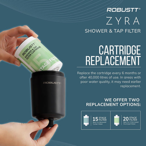 Zyra Tap Filter & Water Softener for Home (Black) | Reduces Hair Fall, Skin Dryness & Limescale| Hard Water Softener For Tap, Shower, Handshower|