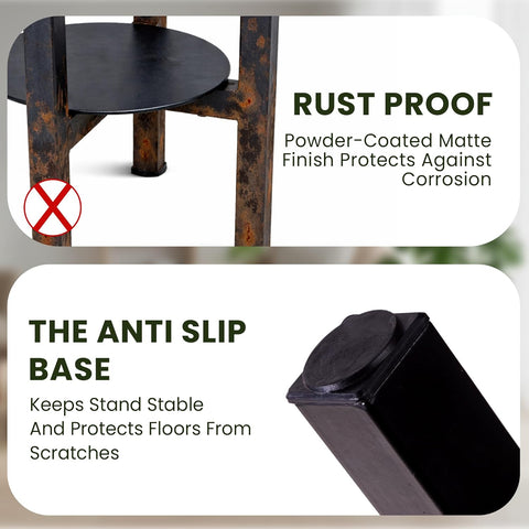 4-Leg Adjustable Metal Plant Stand (8–12 Inch Pots) | Dual Height Options | Supports Up to 100 kg | Anti-Rust Finish with Anti-Slip Base | Ideal for Outdoor and Indoor Plant Display