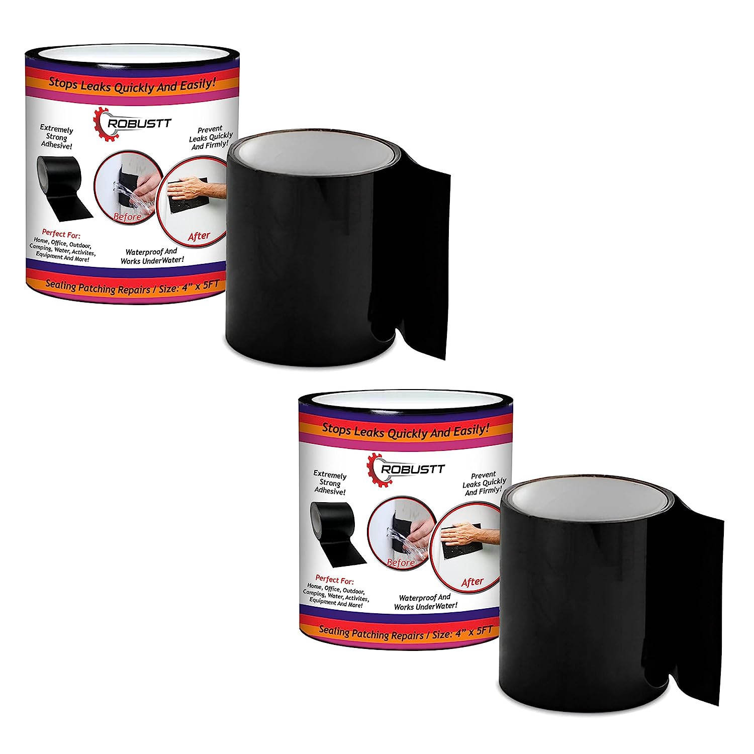 Black Flex Tape 10cm x 1.5m pack of 2