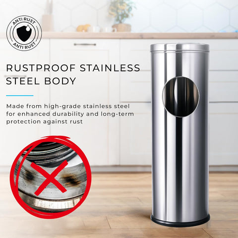 Stainless Steel Ash Tray Dustbin | Dual-Purpose Ash Can with Removable Ashtray & Anti-Skid Base | Corrosion-Resistant Trash Bin for Kitchen, Bathroom & Commercial Use