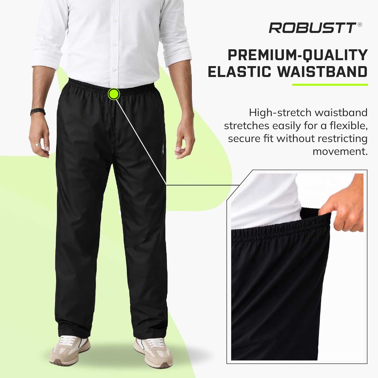 Premium Quality Rain Pants with elastic waistband