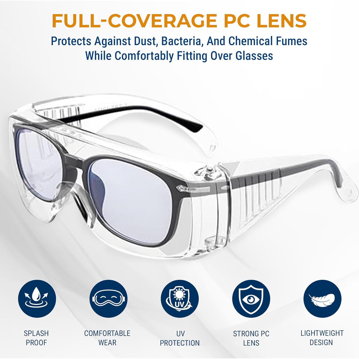 Safety Goggles with full coverage pc lens