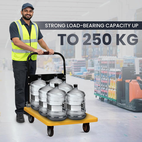 Yellow Foldable Platform Trolley  hold up to 250 kg