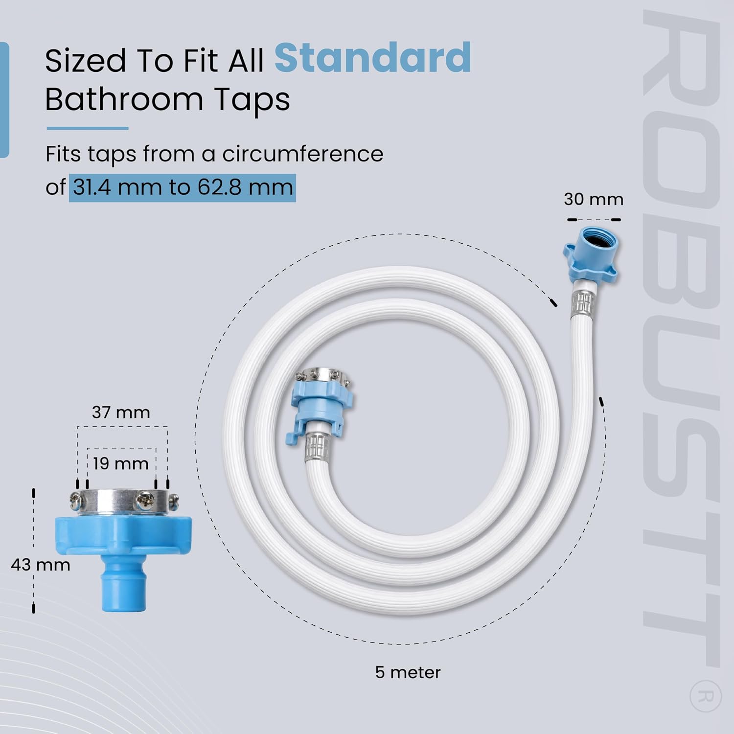 Robustt Inlet pipe 3 meter length compatible with all bathroom taps