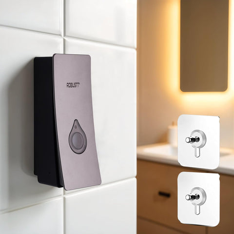 Manual Wall Mounted Liquid Soap Dispenser - Grey (200 ml) Leak-Proof, Transparent Window, Easy Installation - Ideal for Bathroom, Kitchen, Hotels, Offices